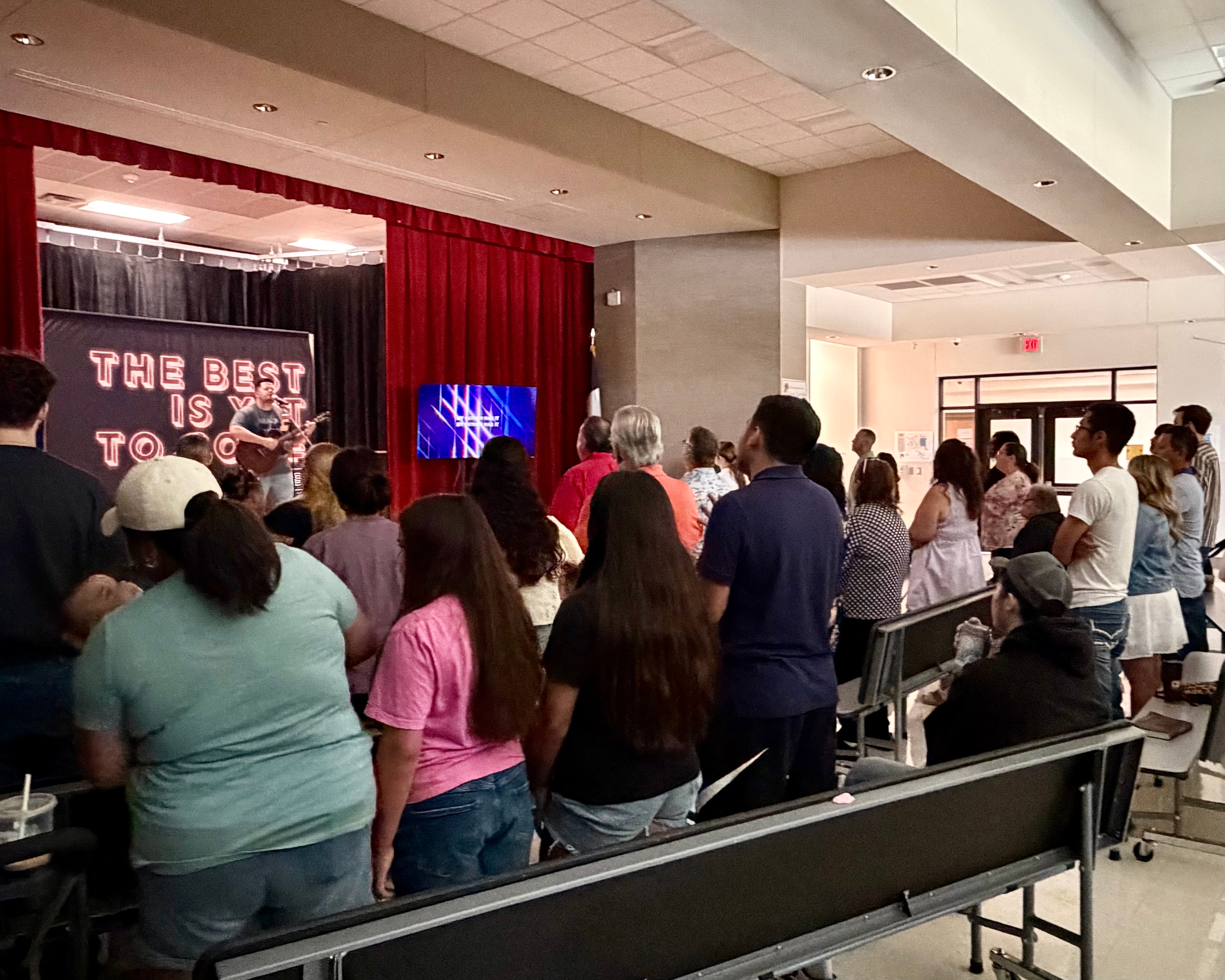 Full congregation during worship